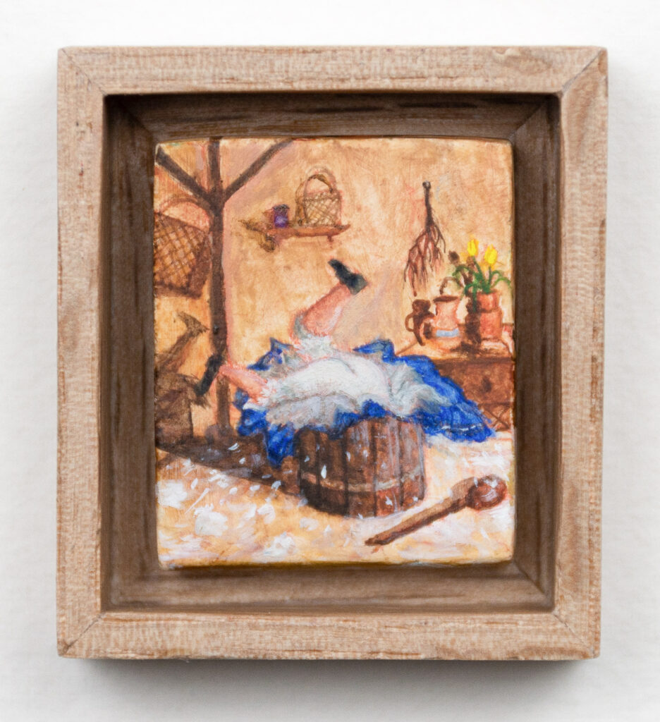 peinture de la crémière étant tombé dans son pot de lait